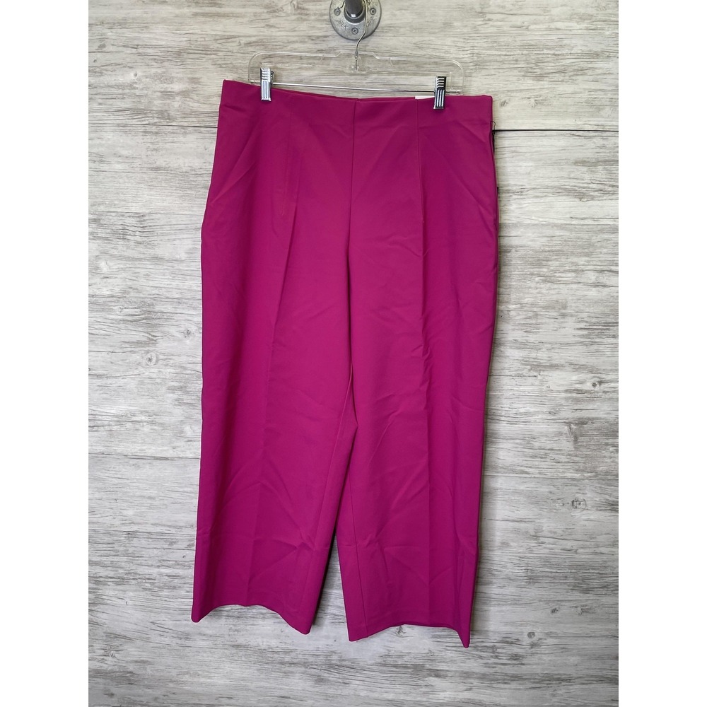 Nicole Miller New York Pants Womens XL Pink Wide Leg Crop‎ Mid-Rise Stretch